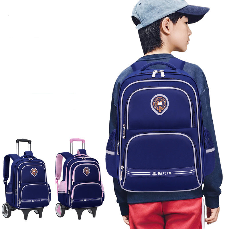 Girls 2-in-1 trolley school bag with detachable wheels and bow-tie design by Bunnie & Minnie