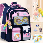 Cute bunny and capybara print lightweight waterproof kids school backpack by Bunnie & Minnie