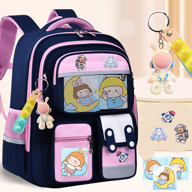 Cute bunny and capybara print lightweight waterproof kids school backpack by Bunnie & Minnie
