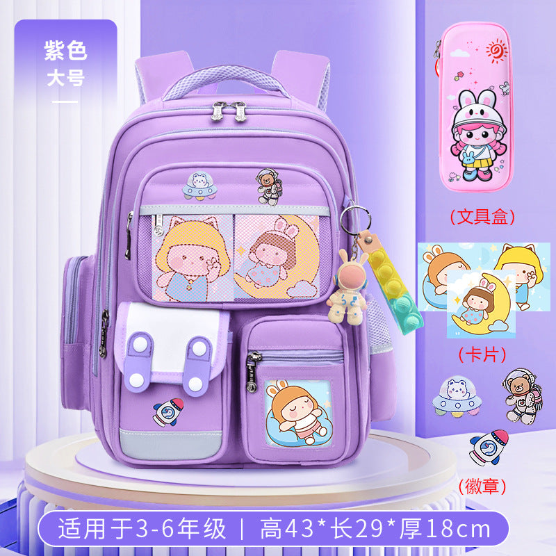 Cute bunny and capybara print lightweight waterproof kids school backpack by Bunnie & Minnie