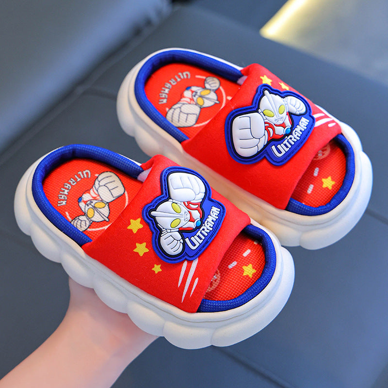 Ultraman themed breathable linen all-season kids slippers for boys by Bunnie & Minnie