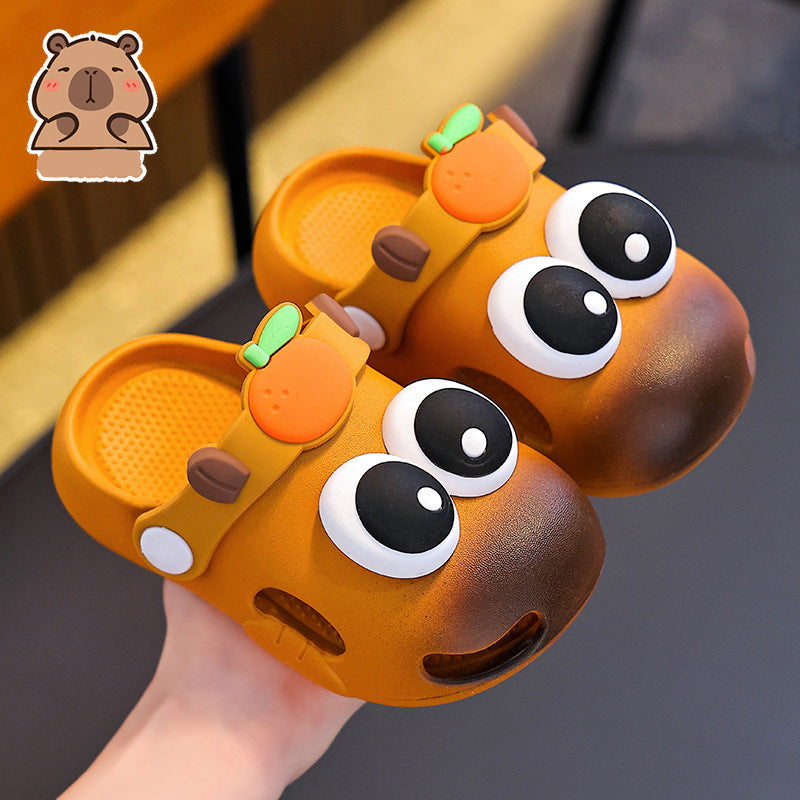 Breathable capybara print EVA clogs for kids with non-slip sole by Bunnie & Minnie