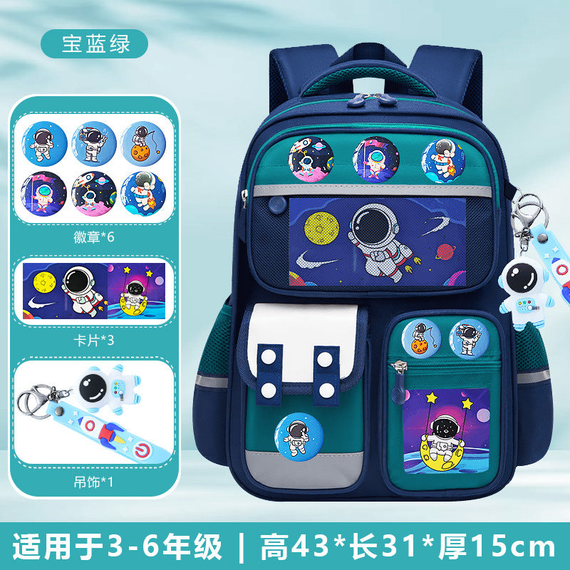 Astronaut space-themed large capacity school backpack for kids by Bunnie & Minnie