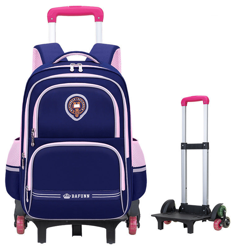 Girls 2-in-1 trolley school bag with detachable wheels and bow-tie design by Bunnie & Minnie