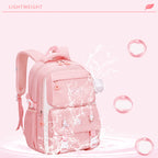 Ergonomic spine-safe school backpack for girls in pink and purple by Bunnie & Minnie