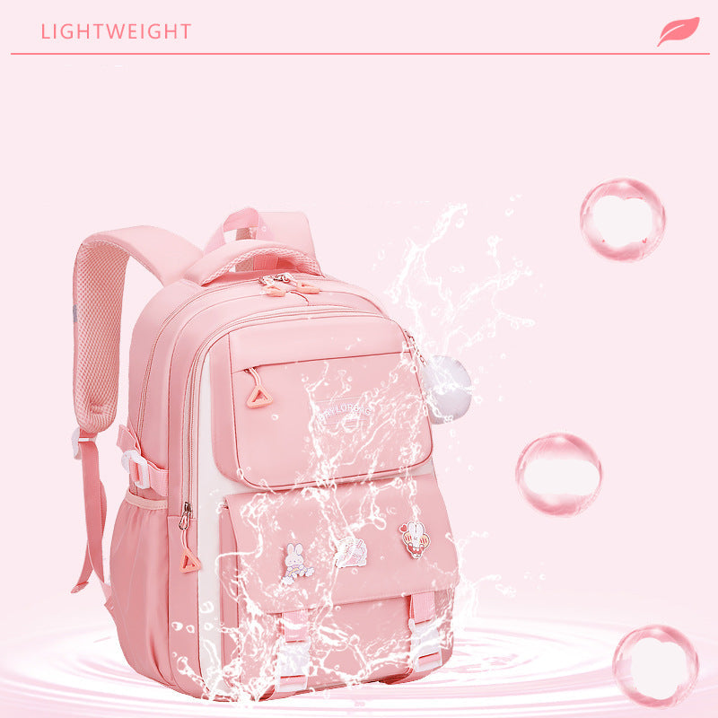 Ergonomic spine-safe school backpack for girls in pink and purple by Bunnie & Minnie