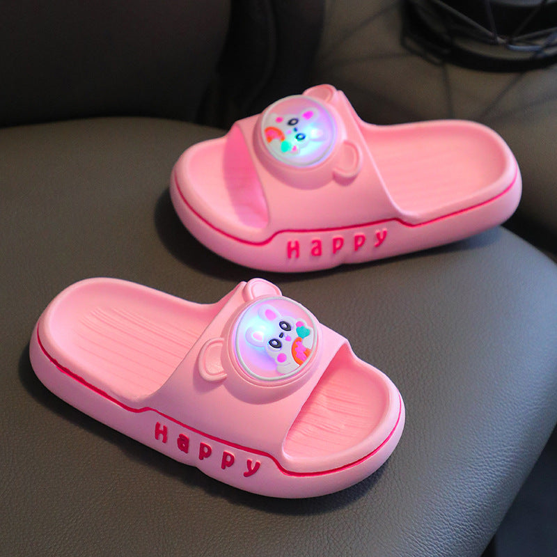 Princess light-up girls slippers with bunny and bear cartoon prints by Bunnie & Minnie