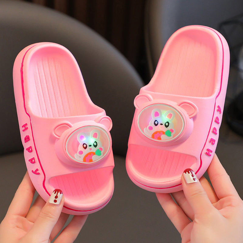 Princess light-up girls slippers with bunny and bear cartoon prints by Bunnie & Minnie
