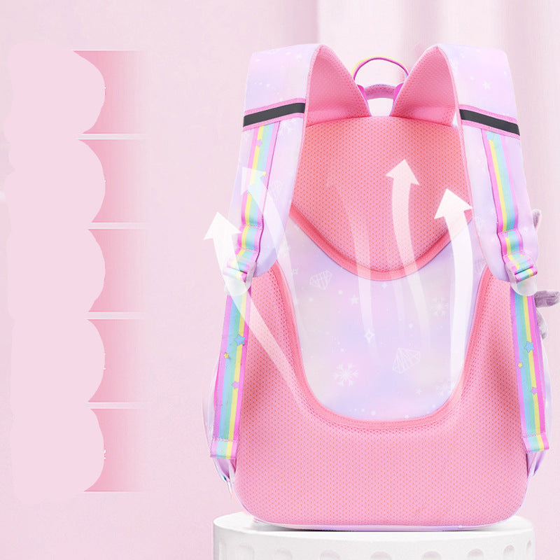 Ultra-lightweight shoulder-protecting large capacity girls school backpack by Bunnie & Minnie