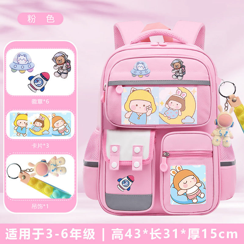 Astronaut space-themed large capacity school backpack for kids by Bunnie & Minnie