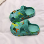 Dinosaur print thick-sole anti-collision kids clogs in multiple colours by Bunnie & Minnie