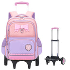 Girls 2-in-1 trolley school bag with detachable wheels and bow-tie design by Bunnie & Minnie