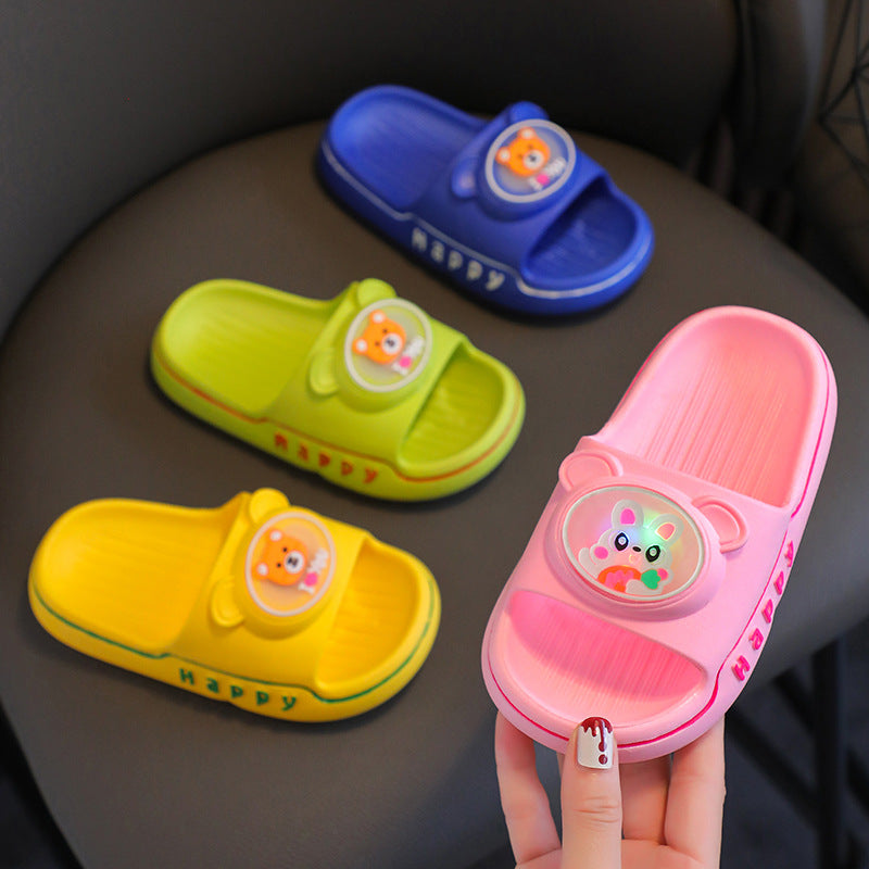 Princess light-up girls slippers with bunny and bear cartoon prints by Bunnie & Minnie