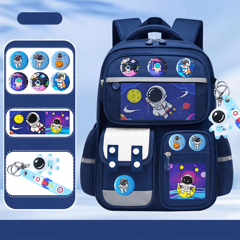 Astronaut space-themed large capacity school backpack for kids by Bunnie & Minnie
