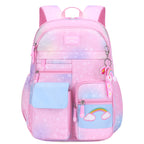 Gradient rainbow large capacity school backpack for girls with side opening by Bunnie & Minnie
