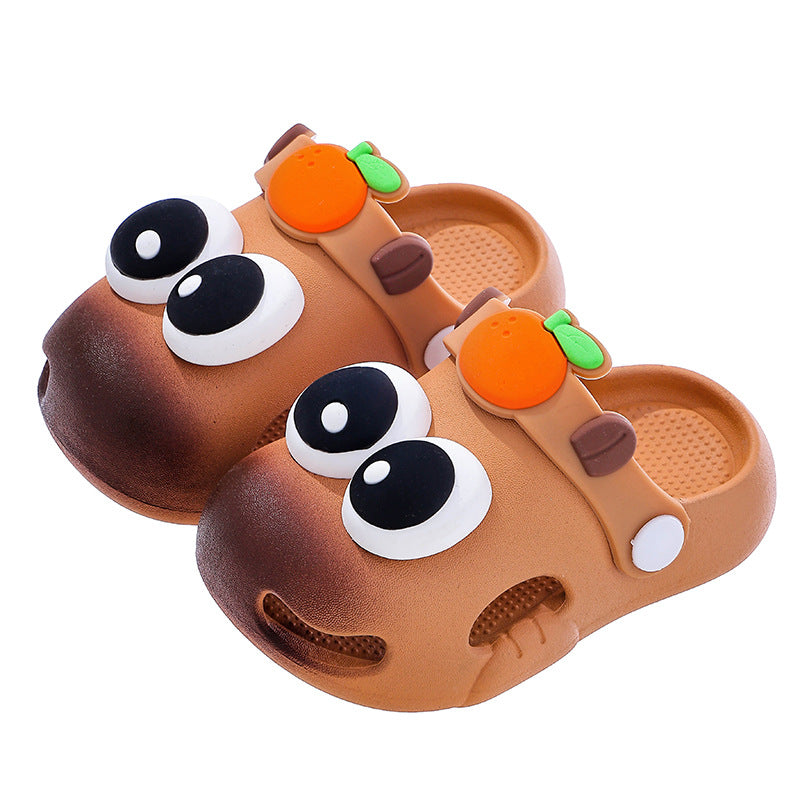 Breathable capybara print EVA clogs for kids with non-slip sole by Bunnie & Minnie