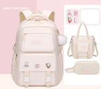 Ergonomic spine-safe school backpack for girls in pink and purple by Bunnie & Minnie