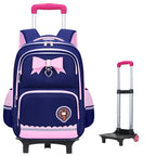 Girls 2-in-1 trolley school bag with detachable wheels and bow-tie design by Bunnie & Minnie