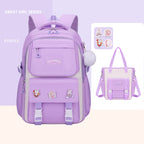Ergonomic spine-safe school backpack for girls in pink and purple by Bunnie & Minnie