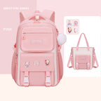 Ergonomic spine-safe school backpack for girls in pink and purple by Bunnie & Minnie