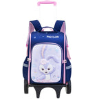 3D cartoon trolley school backpack with removable wheels for primary school kids by Bunnie & Minnie
