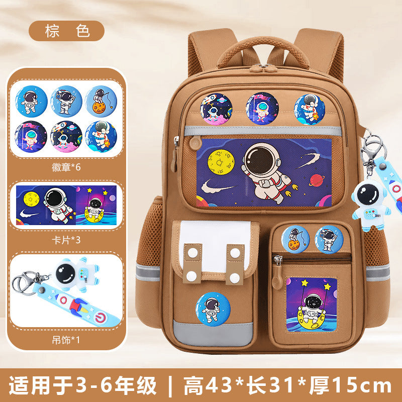 Astronaut space-themed large capacity school backpack for kids by Bunnie & Minnie