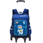 3D cartoon trolley school backpack with removable wheels for primary school kids by Bunnie & Minnie
