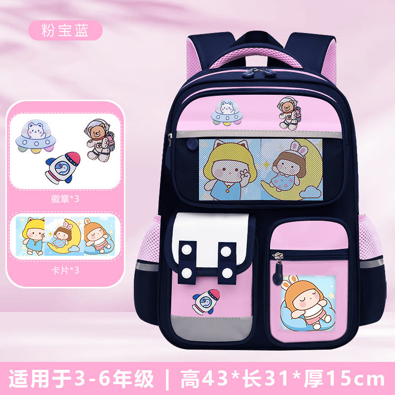 Astronaut space-themed large capacity school backpack for kids by Bunnie & Minnie