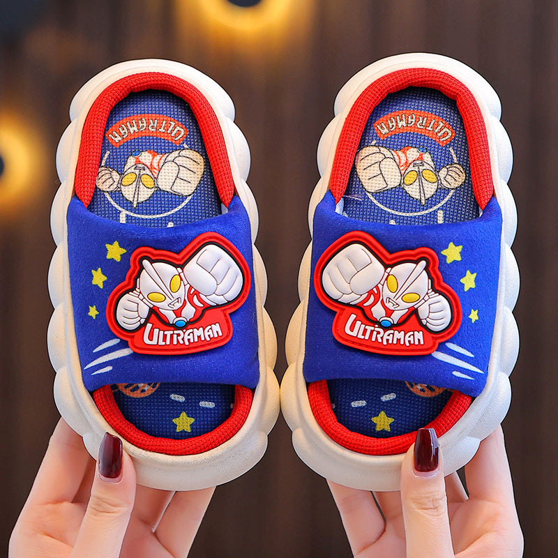 Ultraman themed breathable linen all-season kids slippers for boys by Bunnie & Minnie