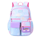 Gradient rainbow large capacity school backpack for girls with side opening by Bunnie & Minnie
