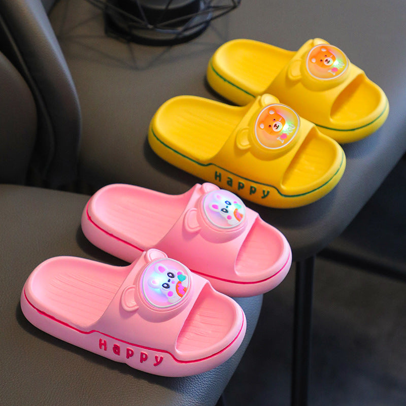 Princess light-up girls slippers with bunny and bear cartoon prints by Bunnie & Minnie