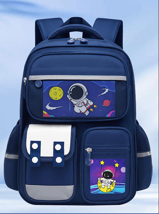Astronaut space-themed large capacity school backpack for kids by Bunnie & Minnie