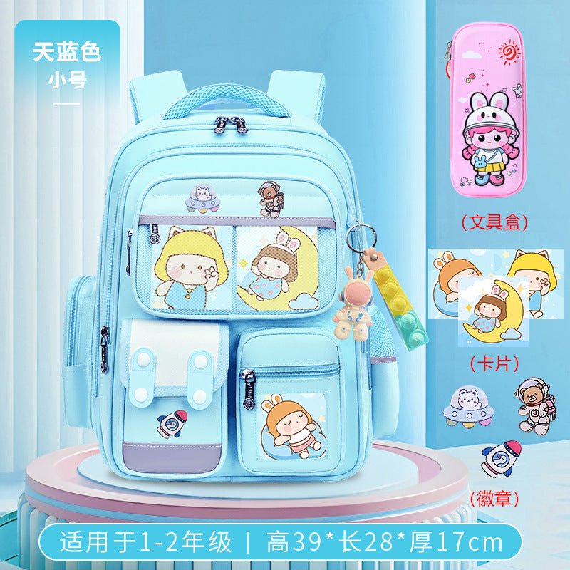 Cute bunny and capybara print lightweight waterproof kids school backpack by Bunnie & Minnie