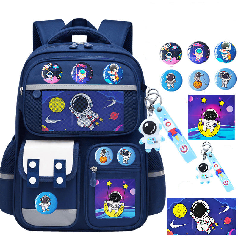 Astronaut space-themed large capacity school backpack for kids by Bunnie & Minnie
