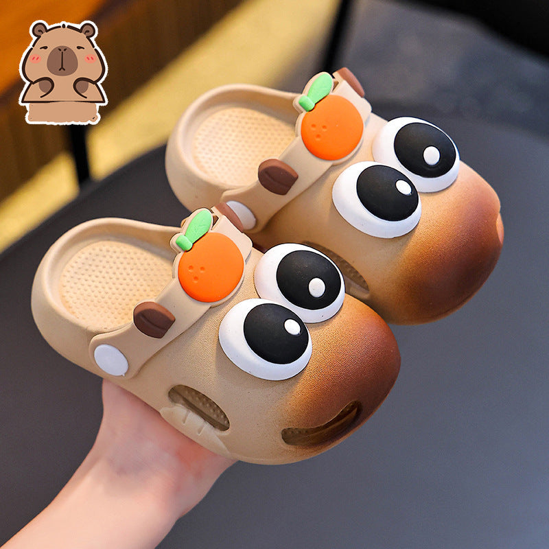 Breathable capybara print EVA clogs for kids with non-slip sole by Bunnie & Minnie