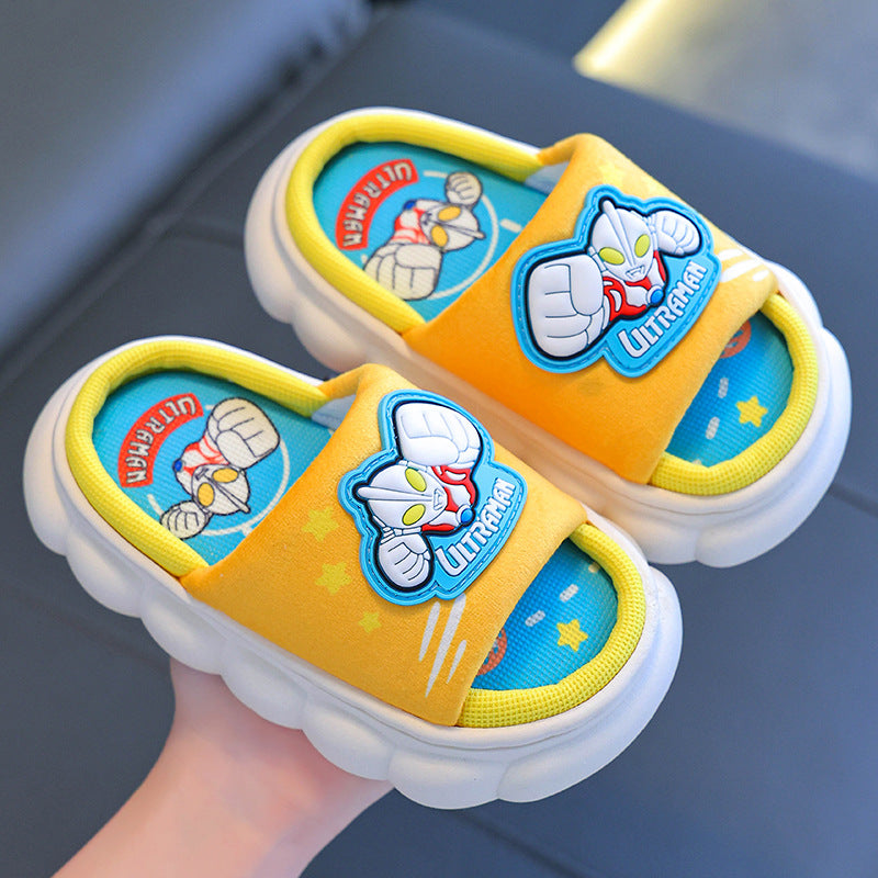 Ultraman themed breathable linen all-season kids slippers for boys by Bunnie & Minnie