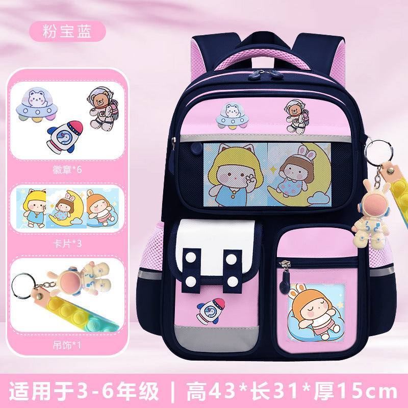 Astronaut space-themed large capacity school backpack for kids by Bunnie & Minnie