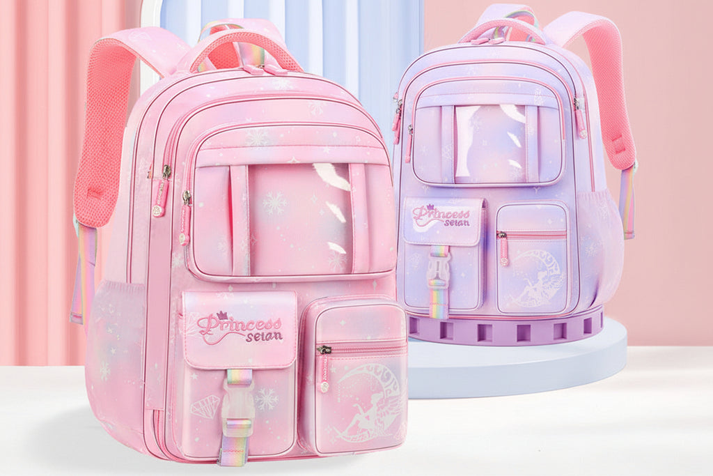 Ultra-lightweight shoulder-protecting large capacity girls school backpack by Bunnie & Minnie