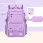 Ergonomic spine-safe school backpack for girls in pink and purple by Bunnie & Minnie