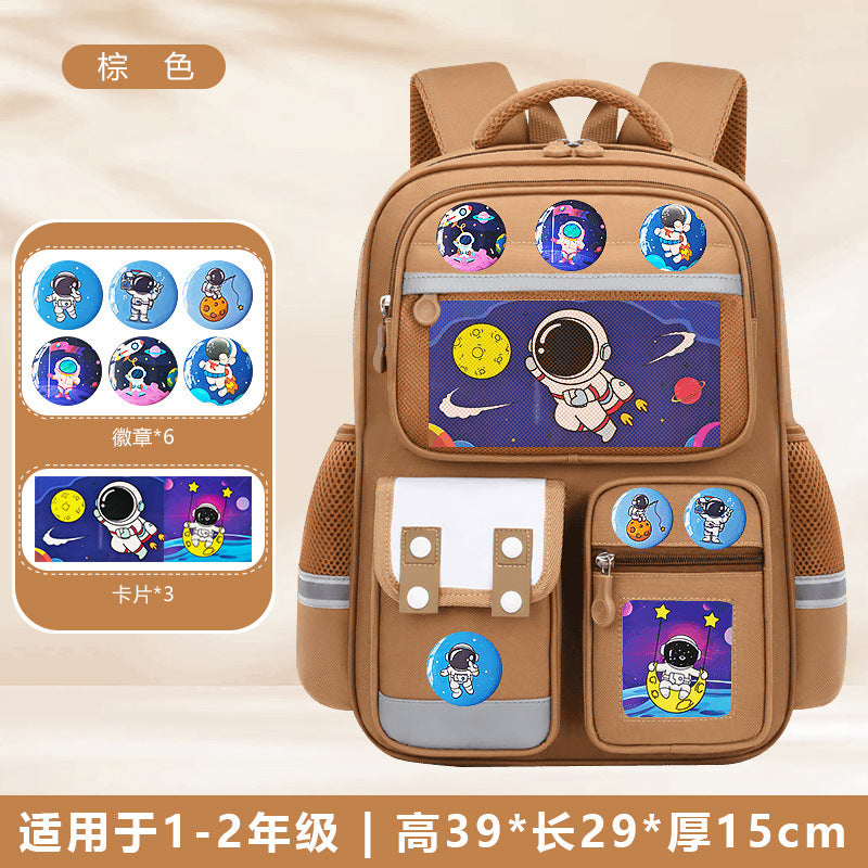 Astronaut space-themed large capacity school backpack for kids by Bunnie & Minnie