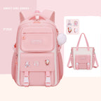 Ergonomic spine-safe school backpack for girls in pink and purple by Bunnie & Minnie