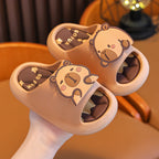 Capybara cartoon summer sandals for kids in earthy tones by Bunnie & Minnie