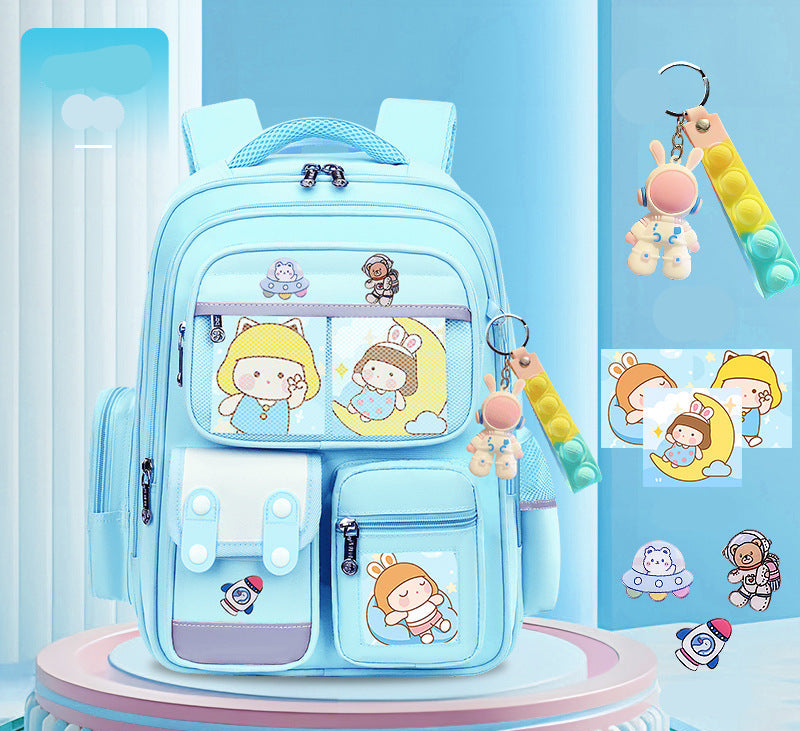 Cute bunny and capybara print lightweight waterproof kids school backpack by Bunnie & Minnie