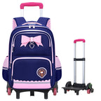 Girls 2-in-1 trolley school bag with detachable wheels and bow-tie design by Bunnie & Minnie
