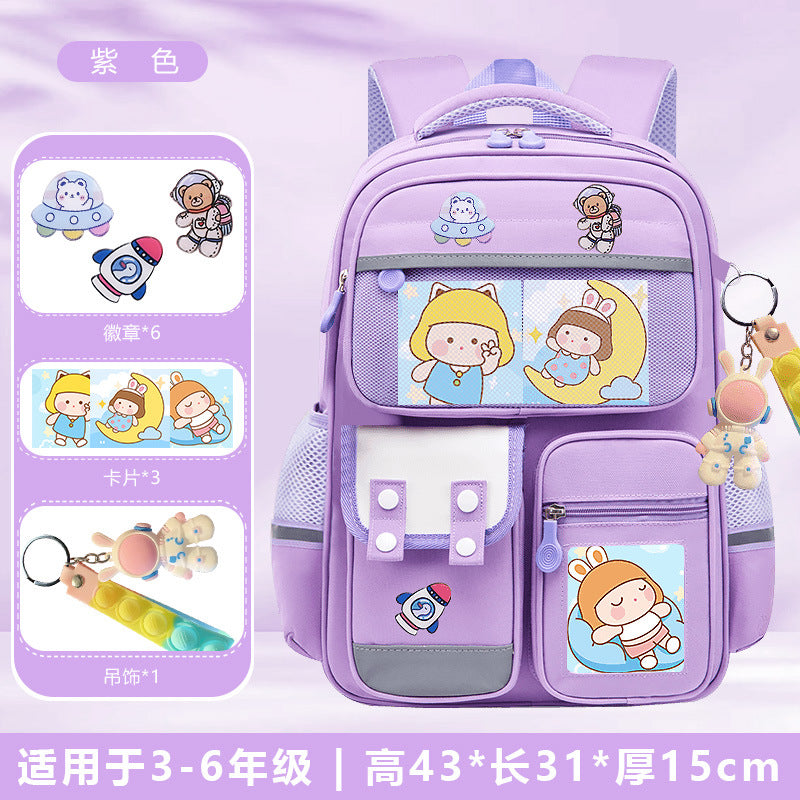 Astronaut space-themed large capacity school backpack for kids by Bunnie & Minnie