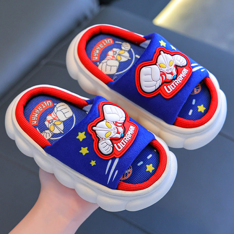 Ultraman themed breathable linen all-season kids slippers for boys by Bunnie & Minnie