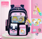 Cute bunny and capybara print lightweight waterproof kids school backpack by Bunnie & Minnie