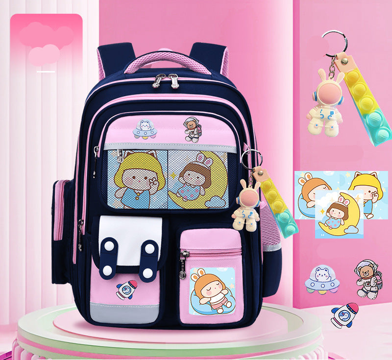 Cute bunny and capybara print lightweight waterproof kids school backpack by Bunnie & Minnie