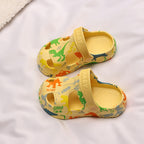 Dinosaur print thick-sole anti-collision kids clogs in multiple colours by Bunnie & Minnie