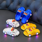 Car print LED light-up non-slip kids slippers for indoor and outdoor use by Bunnie & Minnie